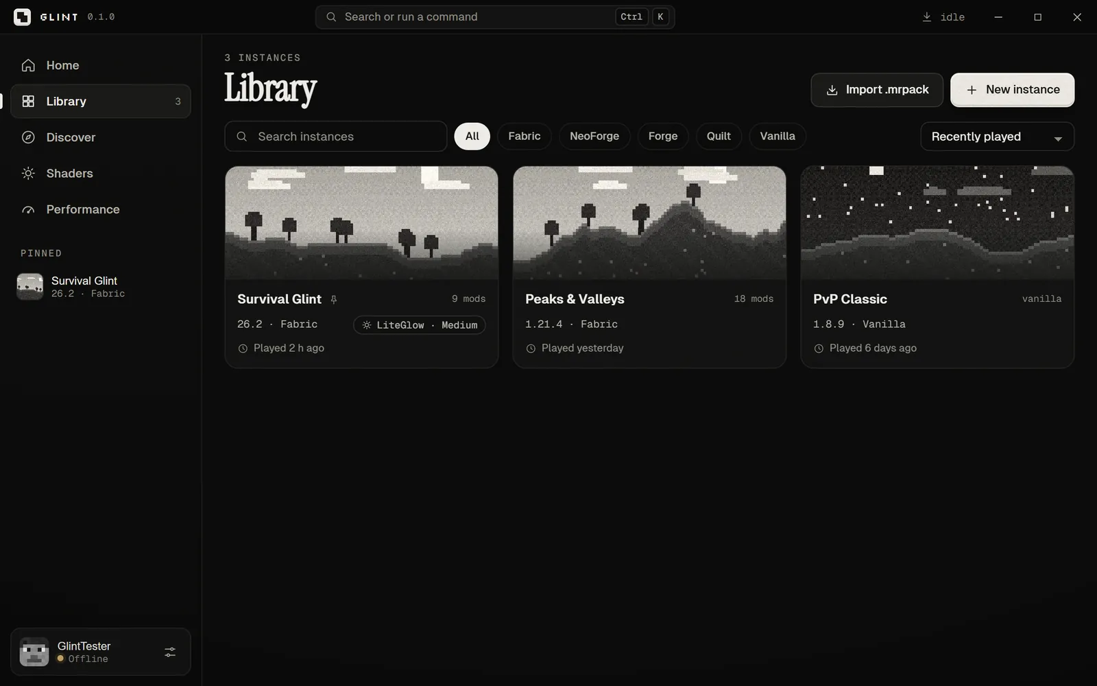 Glint’s library of Minecraft instances