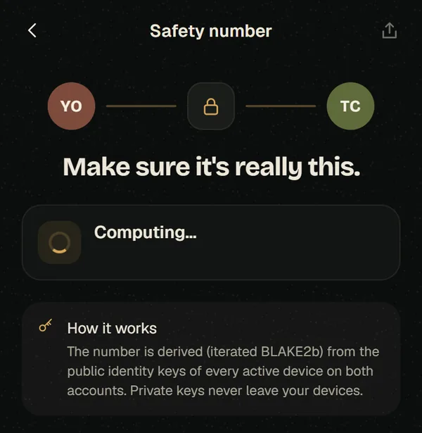 Vero’s safety number screen